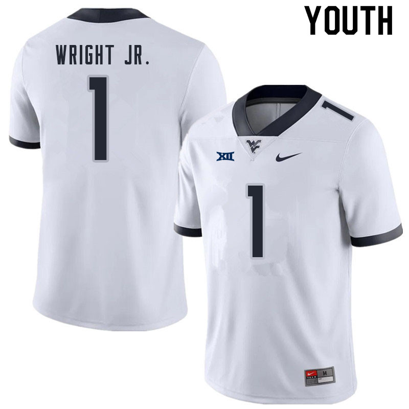 NCAA Youth Winston Wright Jr. West Virginia Mountaineers White #1 Nike Stitched Football College Authentic Jersey HY23C67QX